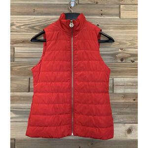 MICHAEL KORS Crimson Red Full Zip Quilted Vest Jacket with Pockets Women's Sz XS